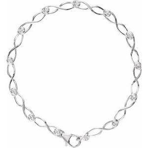 14K White Gold — 1/8 Ctw Natural Diamond Link Bracelet
