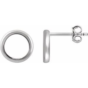14K White Gold — Circle Earrings