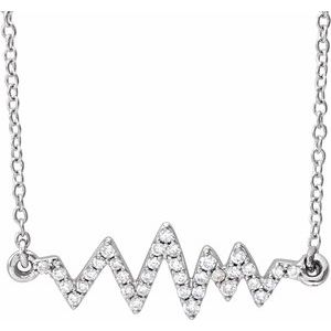 14K White Gold — 1/6 Ctw Natural Diamond Heartbeat Necklace