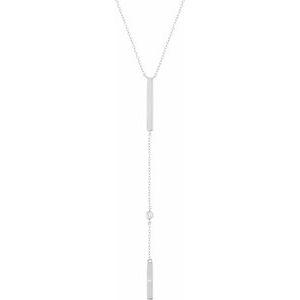 14K White Gold — .06 Ctw Natural Diamond Bar Y Necklace