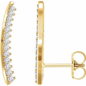 14K Yellow Gold — 1/3 Ctw Natural Diamond Ear Climbers