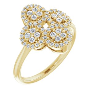 14K Yellow Gold — 1/2 Ctw Natural Diamond Clover Ring
