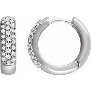 14K White Gold — 1/3 Ctw Natural Diamond Hoop Earrings
