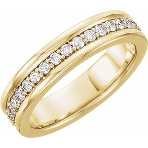 14K Yellow Gold — 3/4 Ctw Natural Diamond Comfort-Fit Band