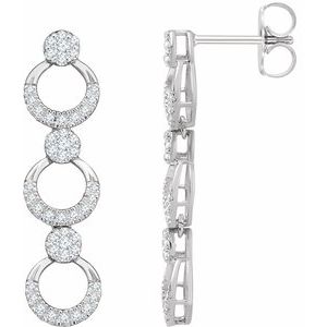 14K White Gold — 1/2 Ctw Natural Diamond Geometric Dangle Earrings