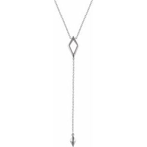 14K White Gold — Geometric Y Necklace