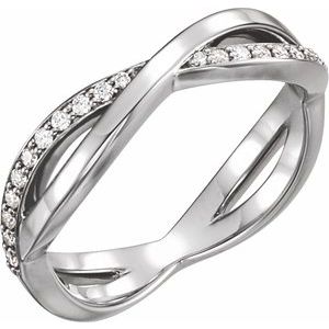 14K White Gold — 1/8 Ctw Natural Diamond Infinity-Inspired Ring