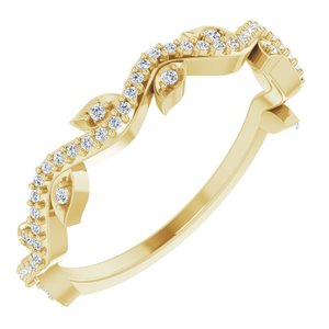 14K Yellow Gold — 1/8 Ctw Natural Diamond Leaf Ring