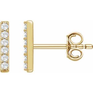 14K Yellow Gold — 1/10 Ctw Natural Diamond Bar Earrings