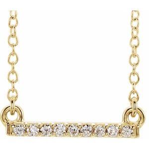 14K Yellow Gold — .07 Ctw Petite Natural Diamond Bar Necklace