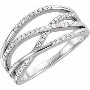 14K White Gold — 1/5 Ctw Natural Diamond Freeform Ring
