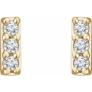 14K Yellow Gold — .05 Ctw Natural Diamond Bar Earrings With Backs
