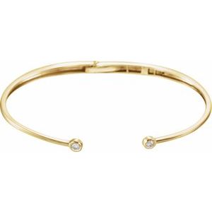 14K Yellow Gold — 1/6 Ctw Natural Diamond Hinged Bracelet