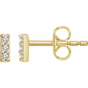 14K Yellow Gold — .05 Ctw Natural Diamond Bar Earrings With Backs