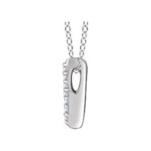 14K White Gold — .05 Ctw Natural Diamond Bar Necklace