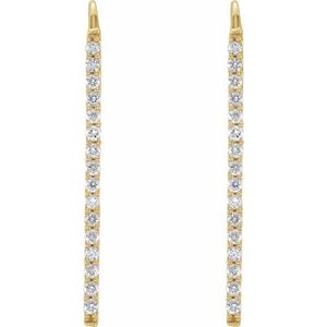 14K Yellow Gold — 1/3 Ctw Natural Diamond Bar Earrings