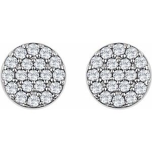 14K White Gold — 1/3Ctw Natural Diamond Cluster Earrings With Backs