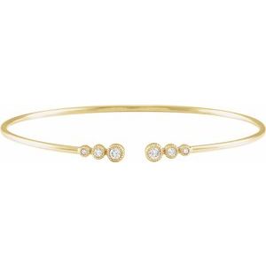 14K Yellow Gold — 1/4 Ctw Graduated Natural Diamond Cuff Bracelet