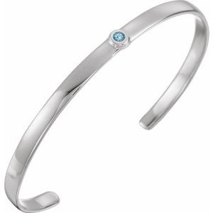 Sterling Silver — Natural Aquamarine Cuff Bracelet