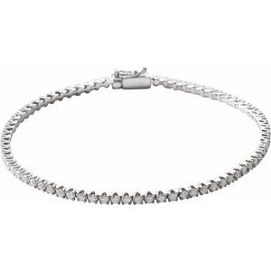14K White Gold — 2 Ctw Natural Diamond Line Bracelet