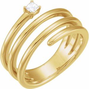 14K Yellow Gold — 1/10 Ctw Natural Diamond Freeform Ring