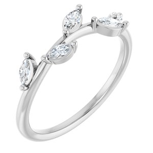14K White Gold — 1/4 Ctw Natural Diamond Leaf Ring