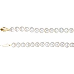 14K Yellow Gold — Cultured White Freshwater Pearl Strand Necklace