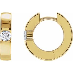 14K Yellow Gold — 1/3 Ctw Natural Diamond Hinged Huggie Earrings