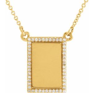 14K Yellow Gold — 1/8 Ctw Natural Diamond Engravable Necklace