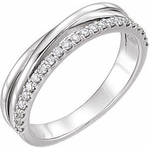 14K White Gold — 1/5 Ctw Natural Diamond Criss-Cross Ring