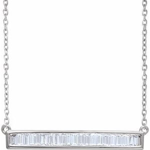 14K White Gold — 1/2 Ctw Natural Diamond Bar Necklace