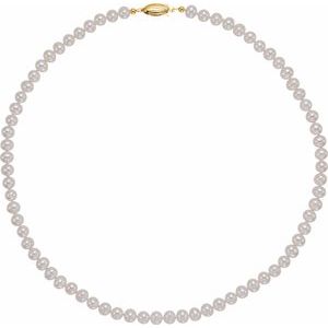 14K Yellow Gold — Cultured White Freshwater Pearl Strand Necklace