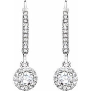 14K White Gold — 5/8 Ctw Natural Diamond Halo-Style Earrings