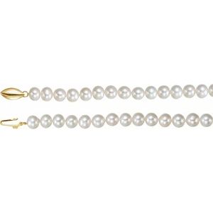 14K Yellow Gold — Cultured White Freshwater Pearl Necklace