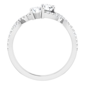 14K White Gold — 5/8 Ctw Natural Diamond 2-Stone Ring