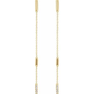 14K Yellow Gold — 1/10 Ctw Natural Diamond Chain Earrings