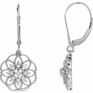 14K White Gold — 1/5 Ctw Natural Diamond Granulated Filigree Earrings