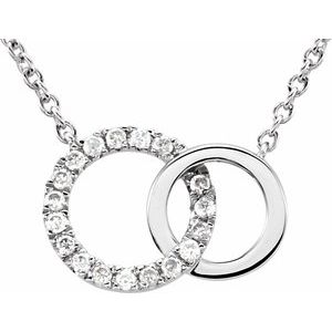 14K White Gold — .06 Ctw Natural Diamond Interlocking Circle Necklace