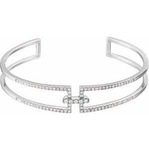 14K White Gold — 3/4 Ctw Natural Diamond Cuff Bracelet