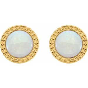 14K Yellow Gold — Laurel Leaf Bezel Earrings
