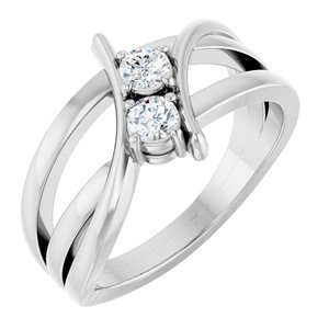 14K White Gold — 1/4 Ctw Lab-Grown Diamond 2-Stone Ring