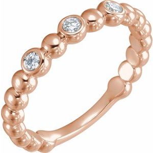 14K Rose Gold — 1/8 Ctw Natural Diamond Beaded Ring