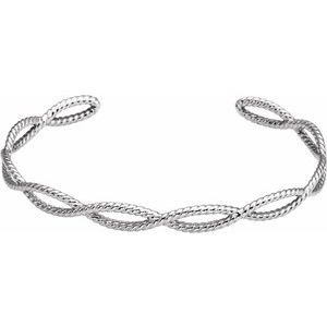 14K White Gold — Rope Cuff Bracelet