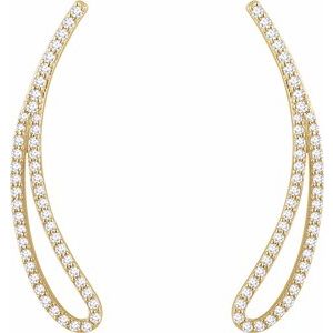 14K Yellow Gold — 1/4 Ctw Natural Diamond Ear Climbers