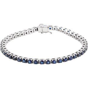 14K White Gold — Natural Blue Sapphire Bracelet