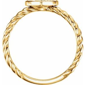 14K Yellow Gold — 1/8 Ctw Natural Diamond Heart Rope Ring