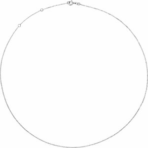 14K White Gold — Adjustable Diamond-Cut Cable Chain