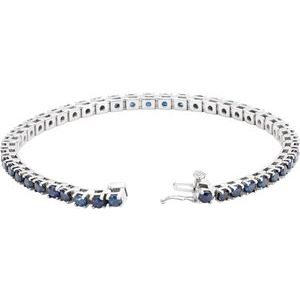 14K White Gold — Natural Blue Sapphire Bracelet