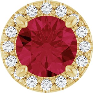 14K Yellow Gold — Lab-Grown Ruby And .08 Ctw Natural Diamond Pendant Slide