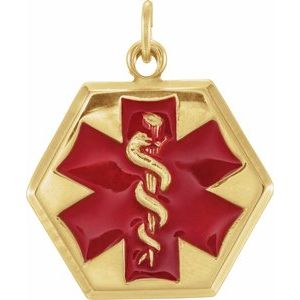 14K Yellow Gold — Engravable Medical Id Pendant With Jump Ring